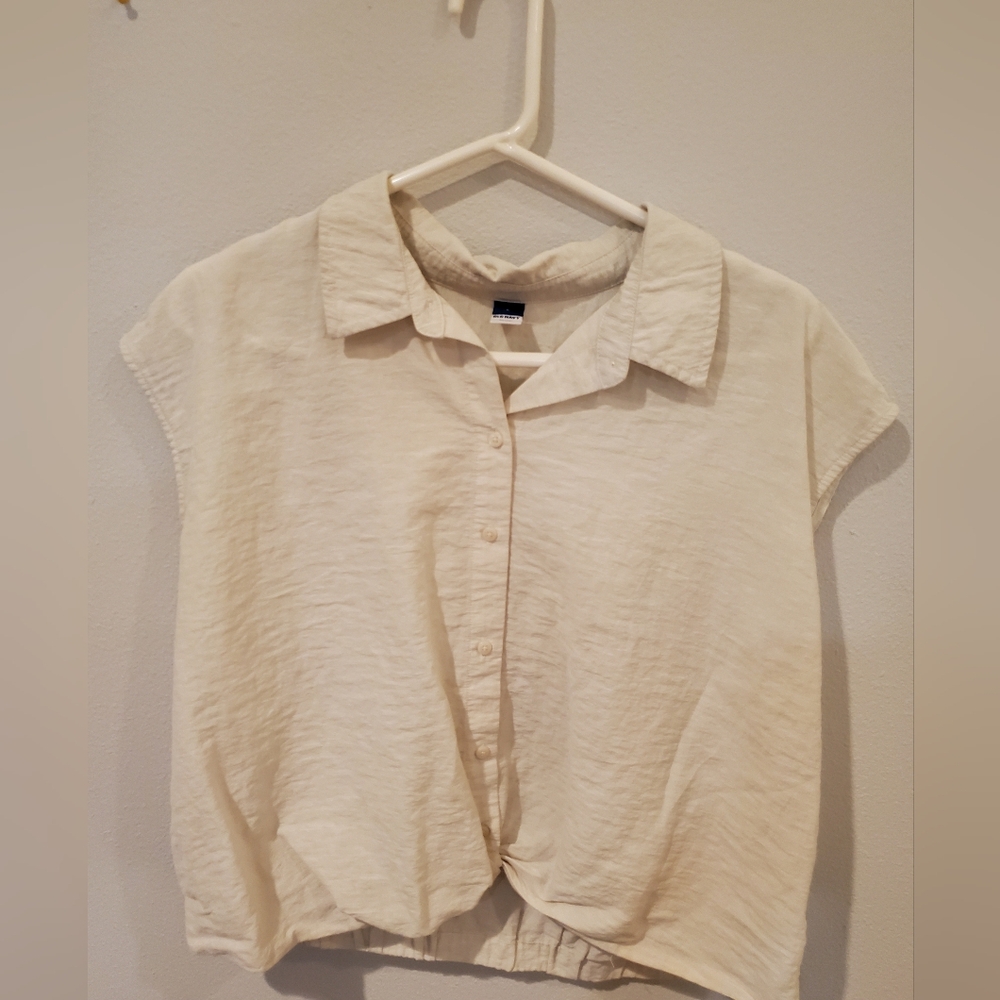 Cream Button-Up Blouse